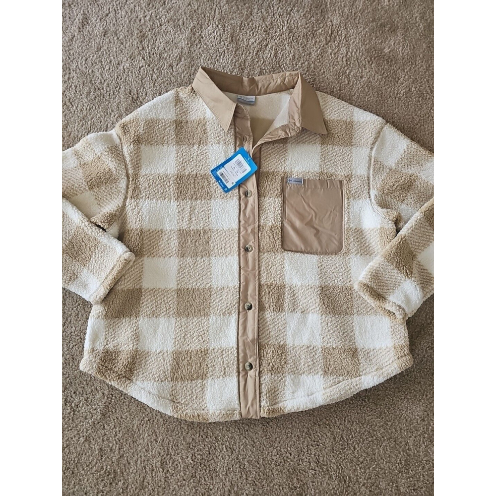 Columbia Women's West Bend Fuzzy Shirt Jacket Sand XL - Picture 2 of 4